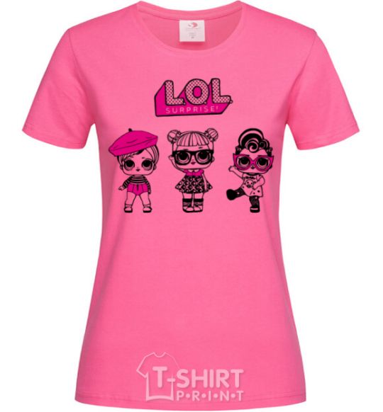 Женская футболка Lol surprise три куклы Ярко-розовый фото