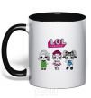 Mug with a colored handle Lol surprise three dolls and a mermaid black фото