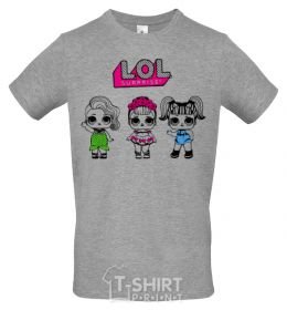Men's T-Shirt Lol surprise three dolls and a mermaid grey фото