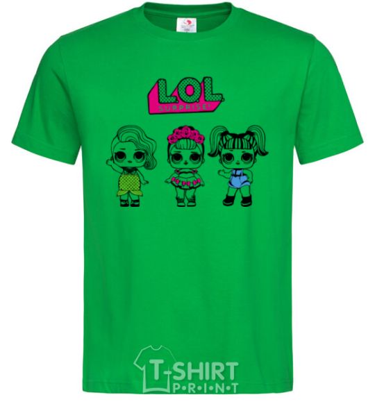 Мужская футболка Lol surprise три куклы и русалка Зеленый фото