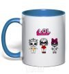 Mug with a colored handle Lol surprise three dolls and in a swimsuit royal-blue фото