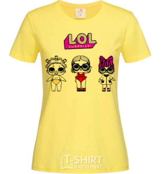 Женская футболка Lol surprise три куклы и в купальнике Лимонный фото