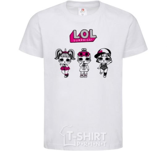 Kids T-shirt Lol surprise three dolls and a unicorn White фото