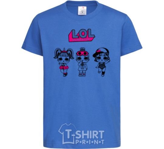 Kids T-shirt Lol surprise three dolls and a unicorn royal-blue фото