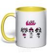 Mug with a colored handle Lol surprise three dolls and a unicorn yellow фото