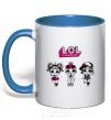 Mug with a colored handle Lol surprise three dolls and a unicorn royal-blue фото