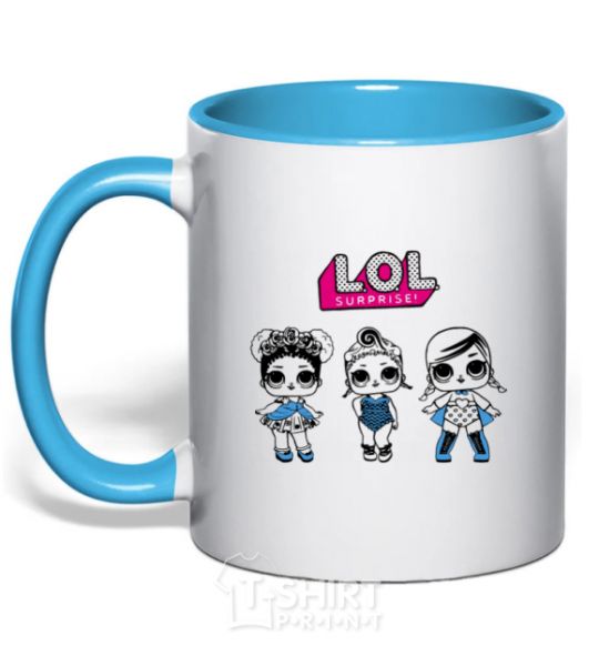 Mug with a colored handle Lol Super sky-blue фото