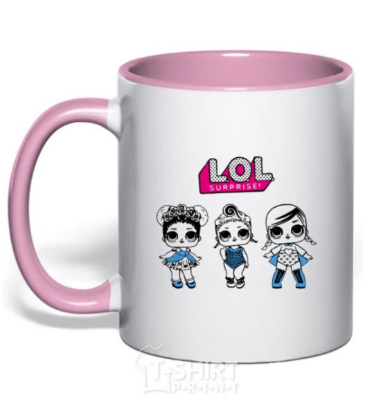 Mug with a colored handle Lol Super light-pink фото