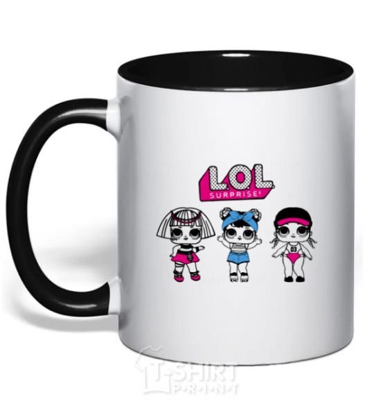 Mug with a colored handle Lol baseball black фото