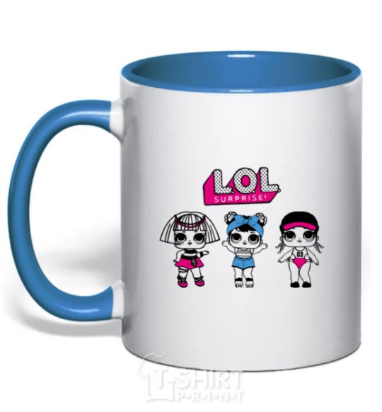 Mug with a colored handle Lol baseball royal-blue фото