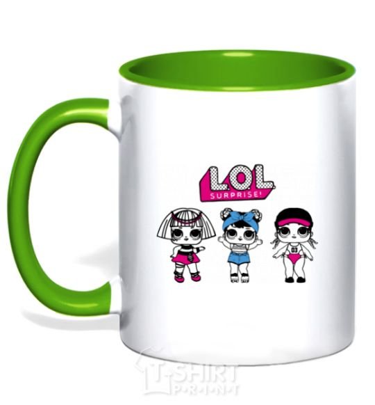 Mug with a colored handle Lol baseball kelly-green фото