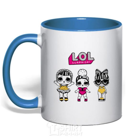 Mug with a colored handle Lol heart glasses royal-blue фото