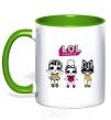 Mug with a colored handle Lol heart glasses kelly-green фото