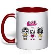 Mug with a colored handle Lol heart glasses red фото