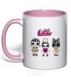 Mug with a colored handle Lol heart glasses light-pink фото