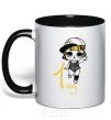 Mug with a colored handle Doll in a cap 1 year old black фото