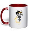 Mug with a colored handle Doll in a cap 1 year old red фото