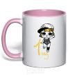 Mug with a colored handle Doll in a cap 1 year old light-pink фото