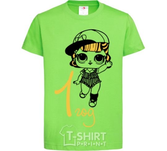 Kids T-shirt Doll in a cap 1 year old orchid-green фото