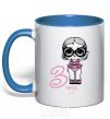 Mug with a colored handle A doll in a swimsuit 3 years old royal-blue фото