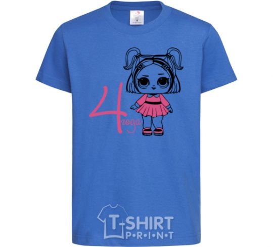 Kids T-shirt A doll with ponytails 4 years old royal-blue фото