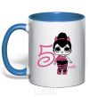 Mug with a colored handle A doll with horns 5 years old royal-blue фото