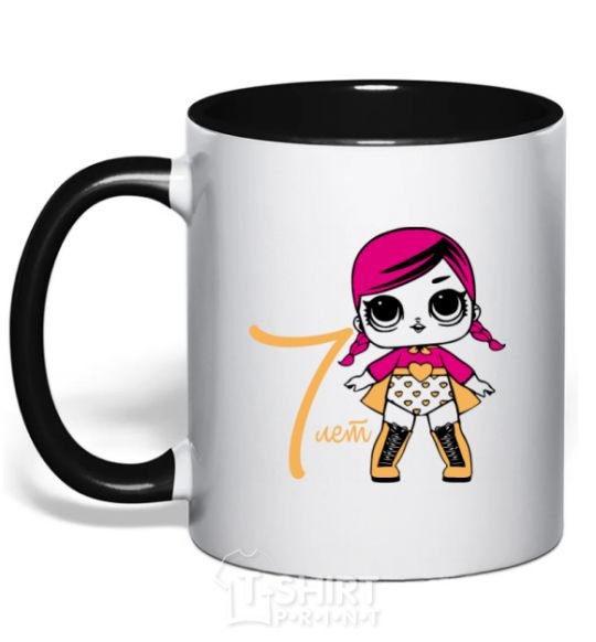 Mug with a colored handle The doll in the cape is 7 years old black фото