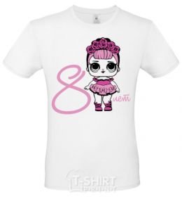 Men's T-Shirt The doll in the wreath is 8 years old White фото