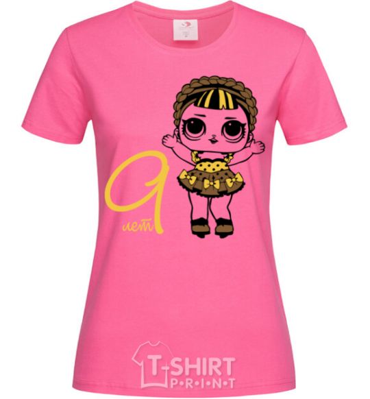 Женская футболка Кукла с косой 9 лет Ярко-розовый фото