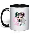 Mug with a colored handle A 2-year-old unicorn doll black фото