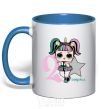 Mug with a colored handle A 2-year-old unicorn doll royal-blue фото