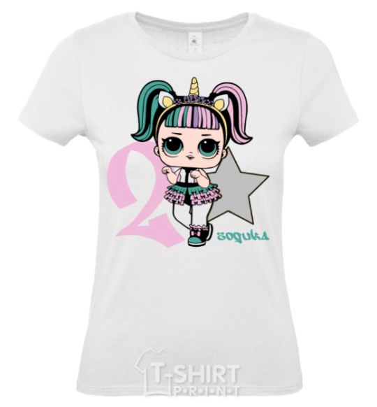 Women's T-shirt A 2-year-old unicorn doll White фото