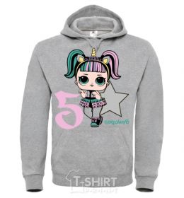 Men`s hoodie A 5-year-old unicorn doll sport-grey фото