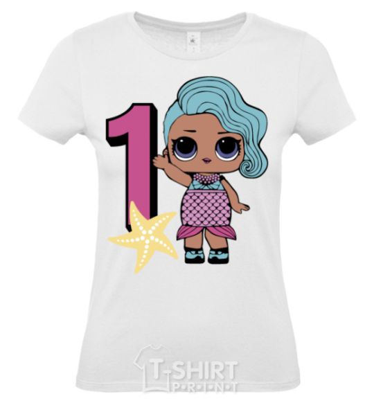 Women's T-shirt Mermaid doll 1 year old White фото