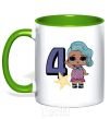 Mug with a colored handle Mermaid doll 4 year old kelly-green фото