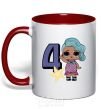 Mug with a colored handle Mermaid doll 4 year old red фото