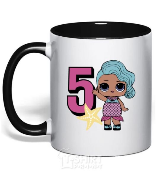 Mug with a colored handle Mermaid doll 5 year old black фото