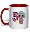 Mug with a colored handle Mermaid doll 5 year old red фото