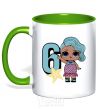 Mug with a colored handle Mermaid doll 6 year old kelly-green фото