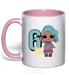 Mug with a colored handle Mermaid doll 6 year old light-pink фото