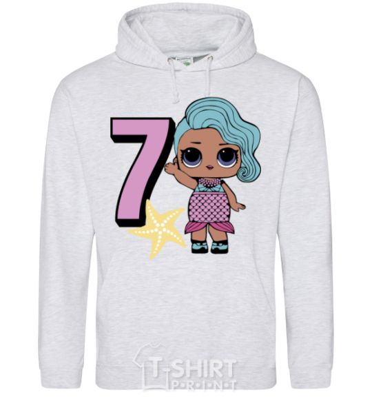 Men`s hoodie Mermaid doll 7 year old sport-grey фото