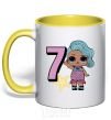 Mug with a colored handle Mermaid doll 7 year old yellow фото