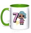 Mug with a colored handle Mermaid doll 7 year old kelly-green фото