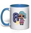 Mug with a colored handle Mermaid doll 8 year old royal-blue фото