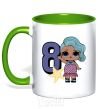 Mug with a colored handle Mermaid doll 8 year old kelly-green фото