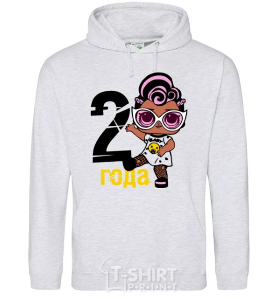 Men`s hoodie Baby 2 year old doll in a T-shirt sport-grey фото