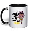 Mug with a colored handle Baby 3 year old doll in a T-shirt black фото