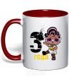 Mug with a colored handle Baby 3 year old doll in a T-shirt red фото