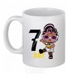 Ceramic mug Baby 7 year old doll in a T-shirt White фото