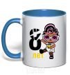 Mug with a colored handle Baby 8 year old doll in a T-shirt royal-blue фото